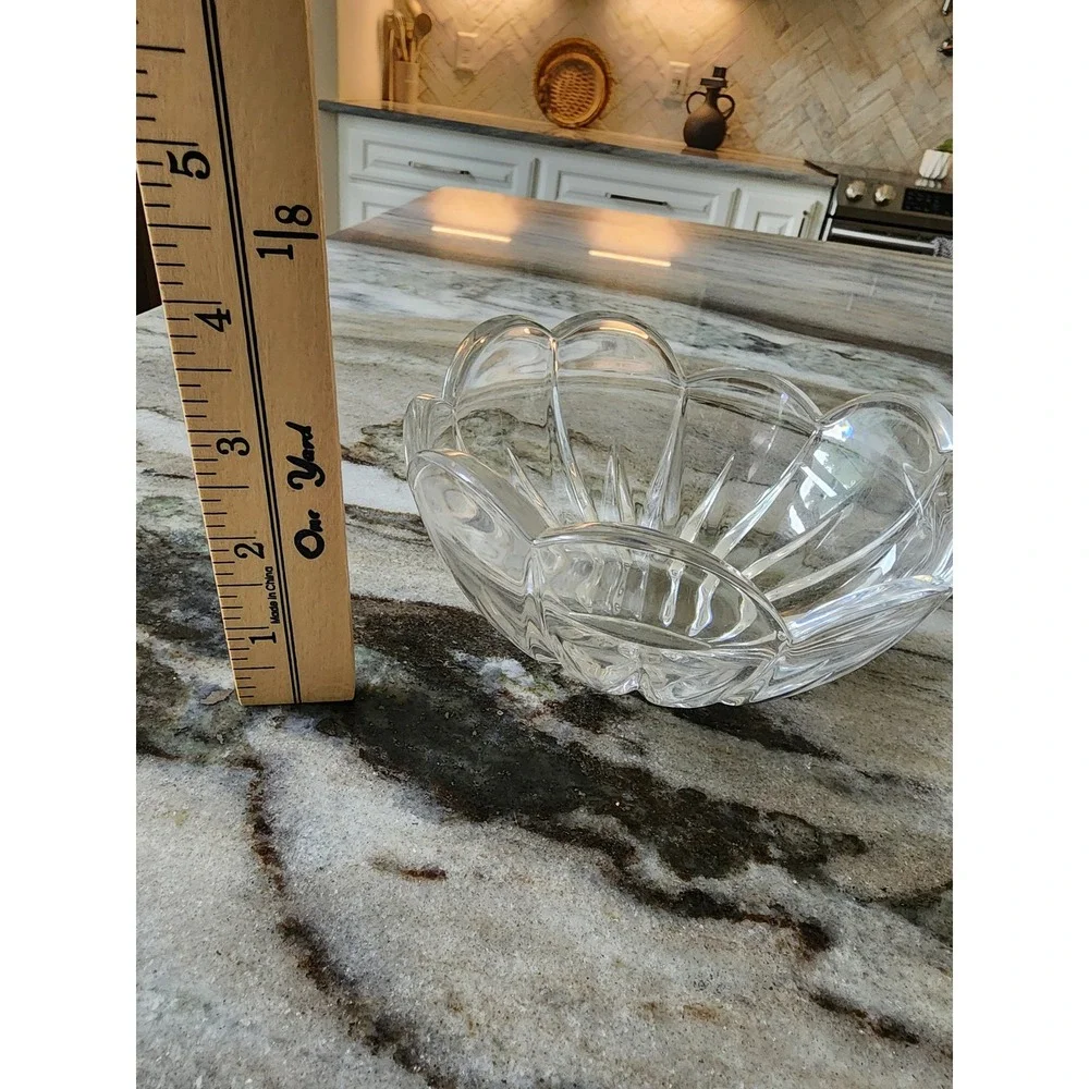 Vintage Mikasas Scalloped Crystal Glass Bowl Icicles Lotus Flower 6